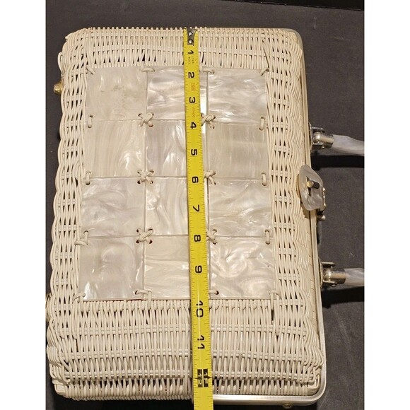 Rare Vintage 1950s/60s Stylecraft of Miami Wicker/Lucite Box Bag Shell Accents - Picture 14 of 16